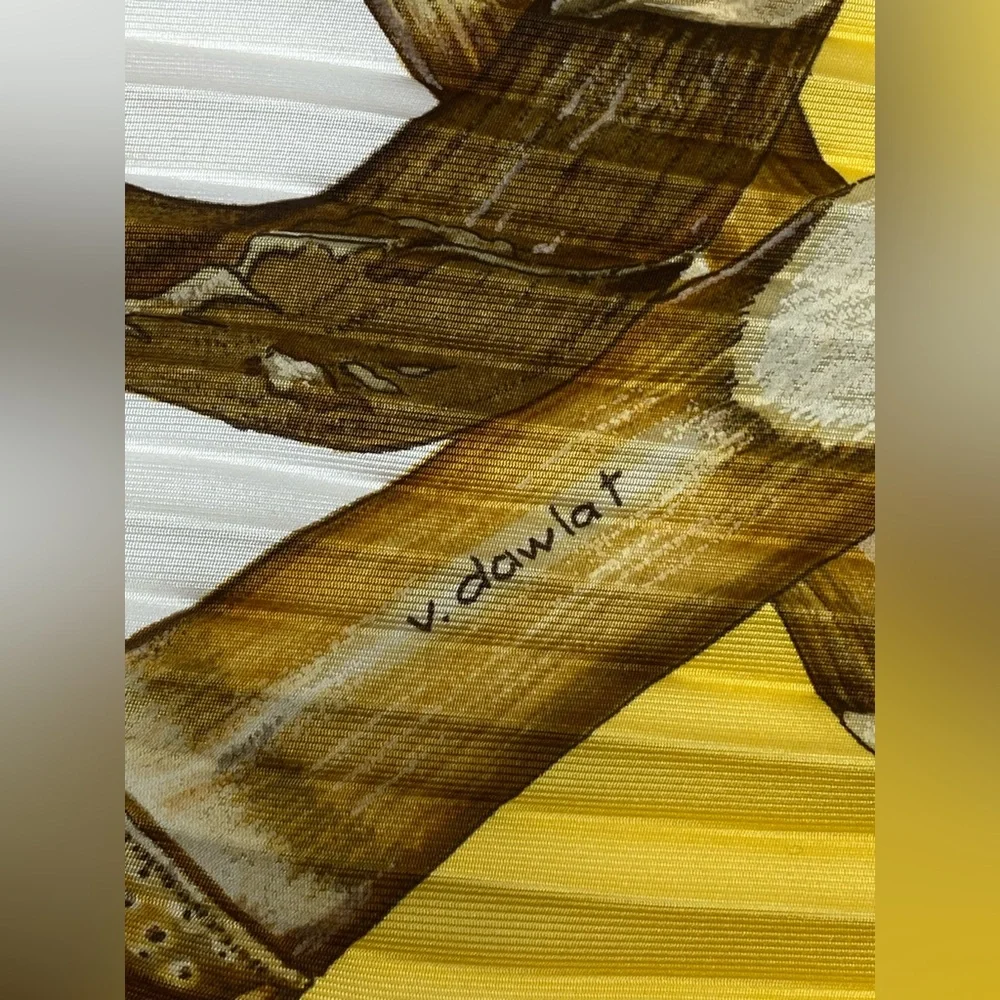 Hermes Plisse Silk Scarf Jardin Creole Carre 90 Pleaded Valerie Dawlat Dumoulin - Picture 13 of 16